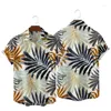メンズカジュアルシャツ2022カラフルなパームリーフビンテージプリントシャツファッションバケーションハワイアンビーチサマーサマーポケット男性と女性
