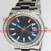 Haute Qualité 41mm 116300 Automatique Machines Montre Datejust II Acier Diamant Lunette Cadran Bleu Montres-Bracelets235h