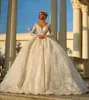 Luxury Lace Ball Gown Wedding Dresses V Neck Long Sleeves Full Beads Applique Sequins Ruffles Elegant Beaded Wedding Dress African Plus Size Bridal Gowns Custom Made