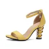 Сандалии Большой размер 11 12 13 Высокие каблуки Женская обувь женщина летние дамы с открытыми носками Пряки упаков