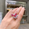 Cluster Rings Vintage Luxury Design 925 Sterling Silver Topaz Ruby Crystal Ring For Women Charms Cocktail Party Wedding Gift Band Fine