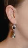 Dangle Earringsレトロパーソナライズされたシルバーメッキウィンドチャイムベルラピスラズリエクサイトドロップ型メタル