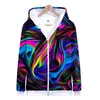 Herrhuvor binder färgämne 3D Män/kvinnor Färgglada hoodie -dragkedja Sweatshirt Mens Spring/Winter Pullover Zip Up Coats