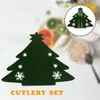 Dinnerware Sets 4PCS Green Portable Cutlery Storage Bag Christmas Tree Pouch Home Tableware Holder Dining Table Decor Knife Fork Cover