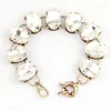 Bracelets de link Crystal ponto oval pulseira moda jóias de pedra de vidro grande para mulheres