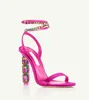 Femmes Sandale High Heel Luxury Brand Design Chaussures Aura Sandale 105 mm Créateurs Lab Embellie Sandales en satin avec boîte 34-43