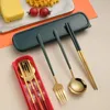 Dinnerware Sets 3-4Pcs Per Set Of Stainless Steel Portable Cutlery Spoon Fork Chopsticks Travel Tableware