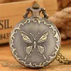 Steampunk Butterfly Design Hommes Femmes Quartz Analogique Montre De Poche Chiffre Arabe Cadran Top Cadeau Pendentif Horloge pour Enfants Collier Chai267T