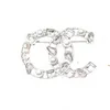 Broches Broches Marque De Luxe Designer Double Lettres Femmes Or Argent Cristal Strass Cape Boucle Broche Costume Broche De Noce Bijoux Accessoires Cadeaux