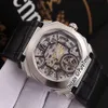 Nouveau 42mm Octo Finissimo Tourbillon 102946 Boîtier en acier Cadran squelette Mécanique Automatique Montre Homme Sport Cuir 3 Styles Montres264D