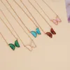 Glass Crystal Butterfly Necklace Translucent 9 Colors Luxury Jewelry Women Pendant Necklace Simple And Elegant Opp Plastic Packaging