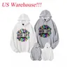 US Warehouse Sublimation Blank Hoodies White Hooded Sweatshirt for Women Men Letter Print Long Sleeve Shirts for DIY Polyester