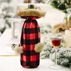 Factory Buffalo Plaid Wine Bottle Cover Decorative Faux Fur Cuff Sweater Holder Gift Bags Party Ornament