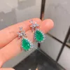 Boucles d'oreilles pendantes 2022 Paraiba Blue High Carbon Diamond Hoops pour femmes Pendentif Collier Mariée Rétro Vintage Gland Bijoux Ensemble Cadeau