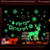 Juldekorationer Lysande Merry Window Sticker Snowflake Elk Wall Decal för barn Rum Dekoration Ornament Xmas År 2022