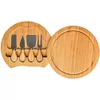 Bambus-Küchenwerkzeuge, Käsebrett und Messer-Set, runde Wurstbretter, drehbare Fleischplatte, Weihnachtsgeschenk zur Einweihung, RRA709