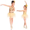 Stage Wear Junior Dance Tutu Dress Halter Neck Performance Outfits Sequins Ballet Costume