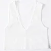 Camisoles Tanks Summer Crop 여성 V- 넥 탱크 리브 베드 란제리 ​​섹시한 민소매 짧은 티셔츠 피트니스 스포츠 매끄러운 카미솔