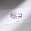 Anneaux de mariage charme feuilles réglable 925 bijoux en argent pour les femmes cadeaux de fête cubique Zircon pierre mariée bande anneau ouvert cadeau