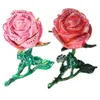 Sacchetti per gioielli Scatola portaoggetti creativa per fiori in lega di rosa con anelli di diamanti finti Custodia per orecchini Y3NE