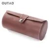 OUTAD CYLINDER FORM 3 RUTS PU LￄDERVARKAR DISPLAY CASE BOXES LAGRING BOX Luxe Horloge Case Jewelry Organizer Dozen305M