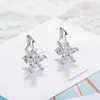 Ohrstecker Einfache Exquisite 925 Sterling Silber Doppelschicht Fünf-blütenblatt Blume Zirkonia Für Frauen Ohrringe S-E776