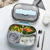 Set di stoviglie Contenitore per pranzo termico in plastica in acciaio inossidabile Contenitore Bento Cucina Bambino Studente Viaggio Picnic all'aperto Forno a microonde