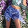 Skirts 2022 Summer Fashion Casual Water Ripple Print Pattern Striped High Waist Bag Hip Lrregular Skirt Women's Clothing