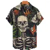 Chemises décontractées masculines 2022 Fashion d'été Fashion Hawaiian Hawaiian à manches courtes à un bouton Skull 3D Shirt de plage imprimé plus taille 5xl Tops