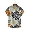 Camicie casual da uomo 2022 Camicia colorata con stampa vintage in foglia di palma Moda vacanze Tasca estiva da spiaggia hawaiana per uomo e donna