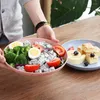 식기 세트 1pc 친환경 밀짚 접시 어린이 접시 서양 과일 둥근 재사용 가능한 가정용 식기지 접시 접시