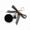 Söt Bow Neychain Lace Ball Party Favor Bag Plush Pendant Cartoon Car Key Chain for Women Bag eller mobiltelefon Jul RRA694
