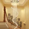 Pendant Lamps Rotating Luxury Modern Crystal Light For High-rise Stairway Fashion Creative Home Lighting With LED Bulbs