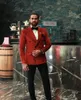 Мужские костюмы красные бархатные мужчины с двойной грудью Blazer Slim Fit 2 Piece Черные брюки набор/формальный выпускной свадебный мужской одежда/новейшая дизайн наряд