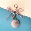 Söt Bow Neychain Lace Ball Party Favor Bag Plush Pendant Cartoon Car Key Chain for Women Bag eller mobiltelefon Jul RRA694