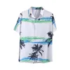 Men's Casual Shirts Men Spring Summer Single Breasted Lapel Full Print Beach Short Sleeve Vacation Outdoor Holiday Shirt White Layering