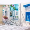 Arazzi Finestra 3D Mare Decorazioni per la casa Tessuto da parete Castello Fiori Viti Mandala Arazzo Hippie Art Soggiorno Sfondo murale