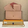 Designer Multi Felicie Pochette 3pcs set Accessories Women Bags Handbag Crossbody Handbag Purse Shoulder Tote Bag Wallets