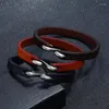 Charm Armband Vintage Simple Leather Armband Fashion Punk Style Solid Color Men's Bangles Armband Tillbeh￶r smycken g￥va