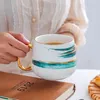 Керамическая чашка для кружки Mug Mug Matte Coffee Phnom Penh Penh с тарелкой черно -белой кружки.