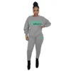 Plus Sizes Designer Women Tracksuits Autumn And Winter Two Piece Pants Letter Printed Round Neck Sweater Suits Outfits 7 Colours