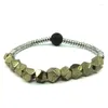 Charm Bracelets POHIER Irregular Faceted Pyrite Beads Natural Stone For Women Handmade Braided Pulseras