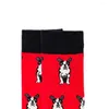 Мужские носки моды унисекс зимний вязаный вязаный экипаж Смешная домашняя собака с печеной хип-хоп модный хлопок.