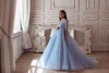 Girl Dresses Sky Blue Flower For Wedding V Neck Bling Beads Sequins Toddler Pageant Gowns Tulle First Communion Dress