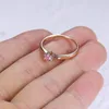 Anéis de casamento 2mm elegante 585 cor de ouro rosa anel de pedra rosa para mulheres meninas festa de noivado moda joias presentes hgr72