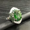 Fedi nuziali Arrivo Anello gioielli color argento da donna con zircone in pietra verde a taglio ovale per la festa delle donne