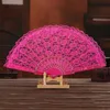 Handmade Cotton Lace Hand Held Fan Party Bridal plastic Frame Cosplay Wedding Props Fashion Fan Tulle RRC650