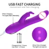 Artículos de belleza 2 en 1 Consolador Conejo Vibrador Estiramiento Vibrador Masturbador Femenino USB Recargable Anal Clítoris Masajeador Juguetes sexy para Mujeres Parejas