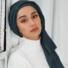 Etnik Giyim Moda Piled Stripe Schear Kadın Müslüman Jersey Hicabs Şal Hijeb Femme Afrika Kafa Bandı Uzun İslam Underscarf Sjaal