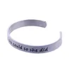 Bangle 12PC Engraved She Believed Could So Did Bracelet Open Cuff Stainless Steel Inspirational Jewelry For Women Gifts